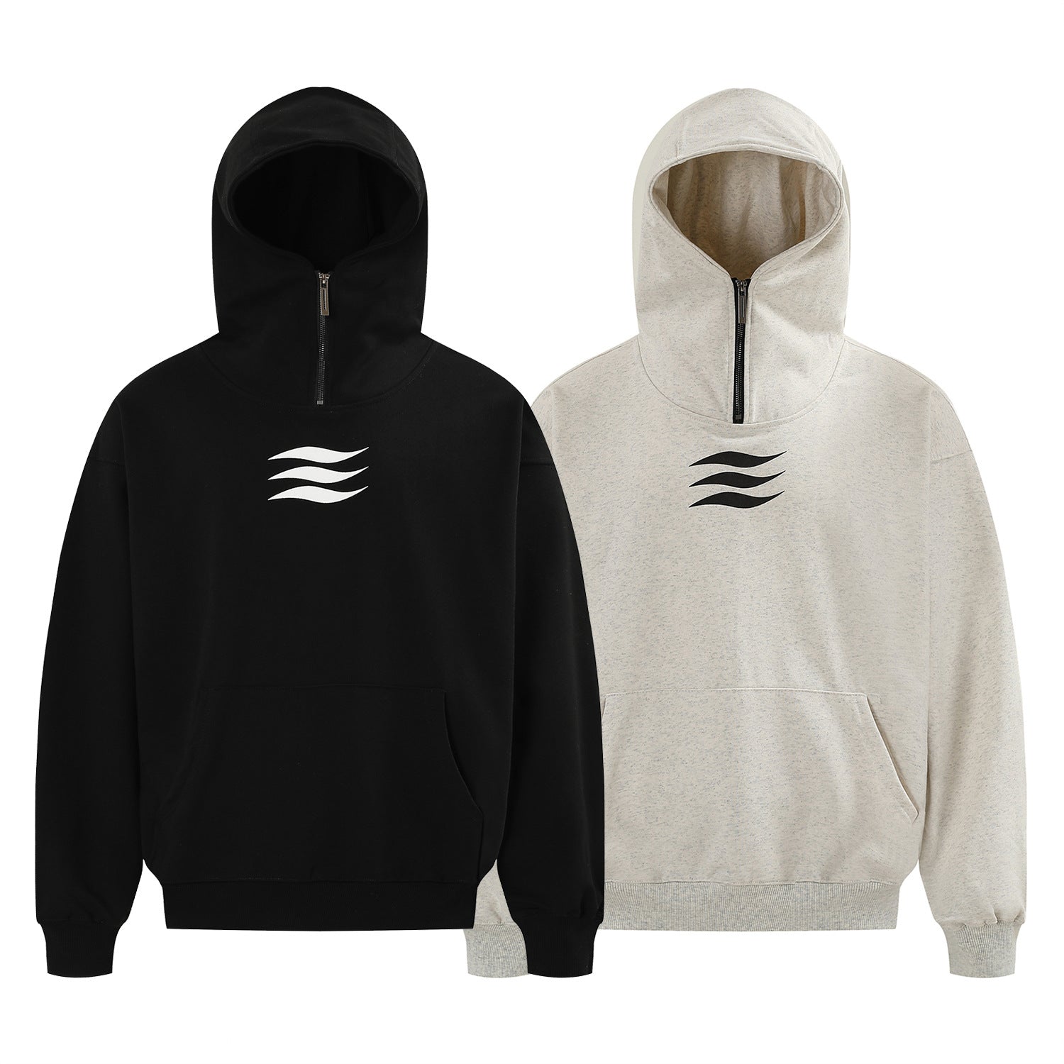 Suede Half-Zipper Pullover Hoodie