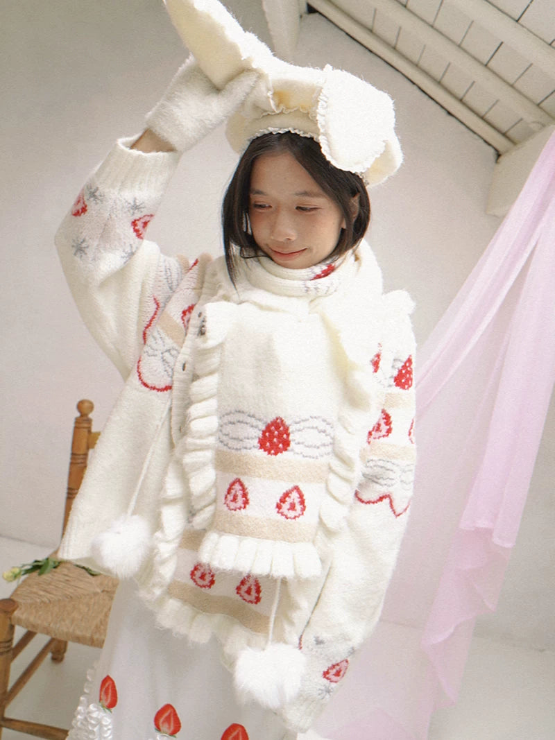 Strawberry Cake Jacquard Scarf