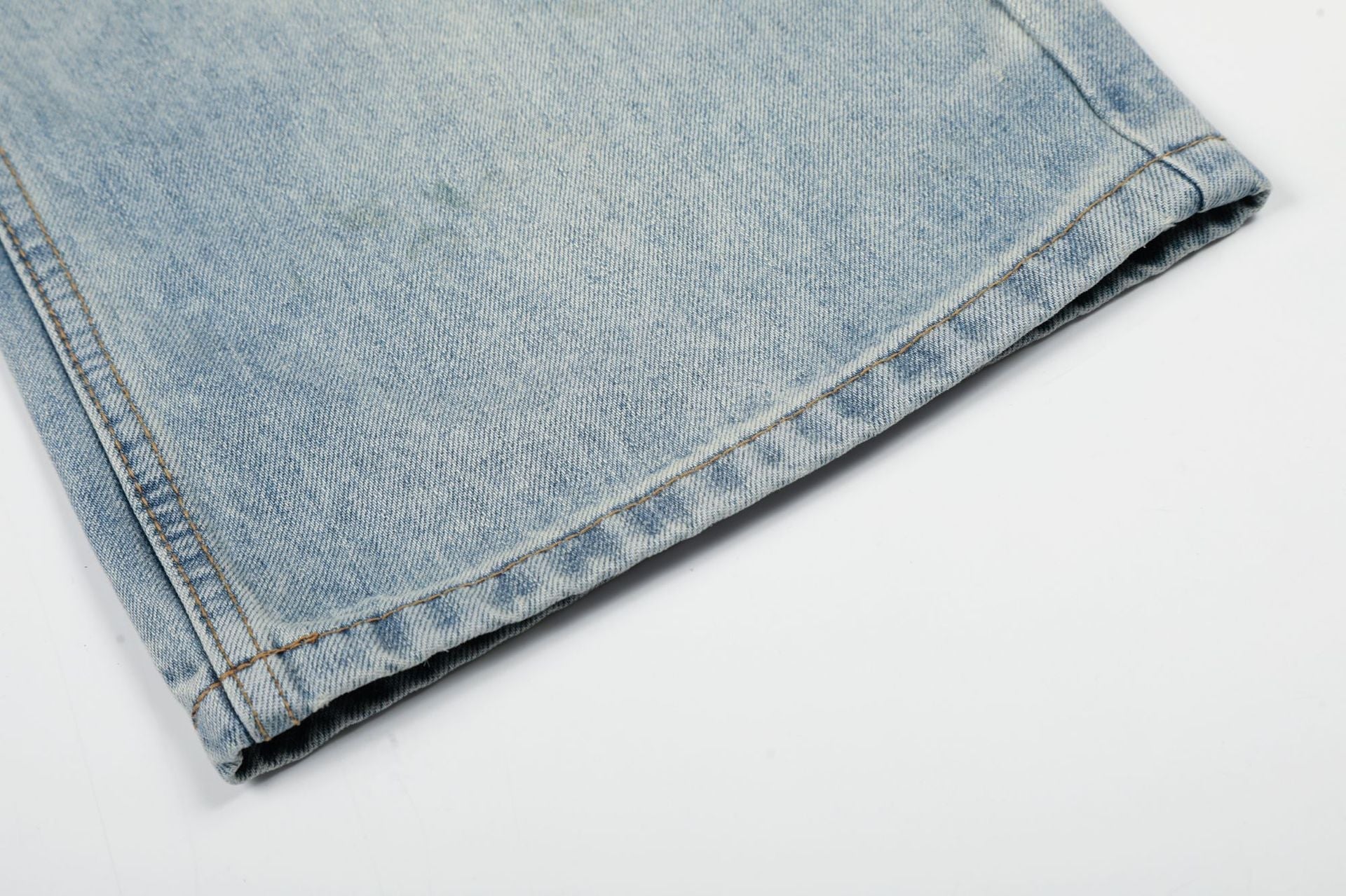 Washed Whisker Wide Leg Denim Jeans