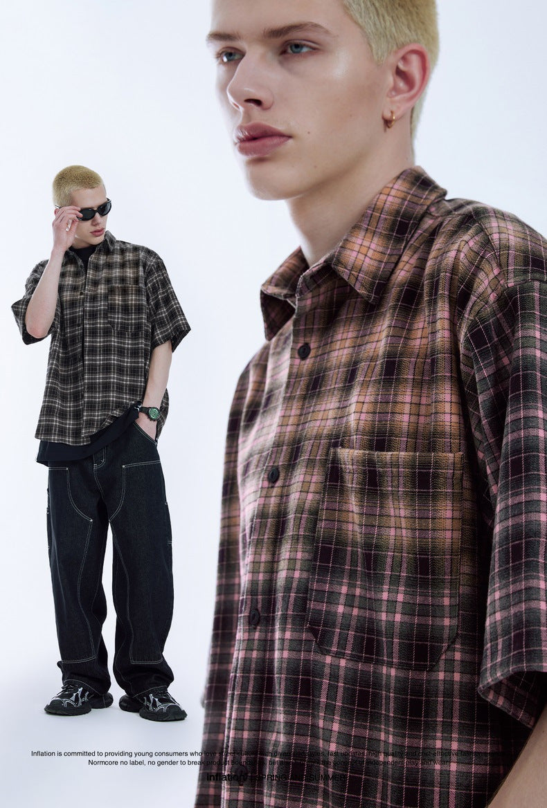 Plaid Oversized Gradient Heavyweight Shirt