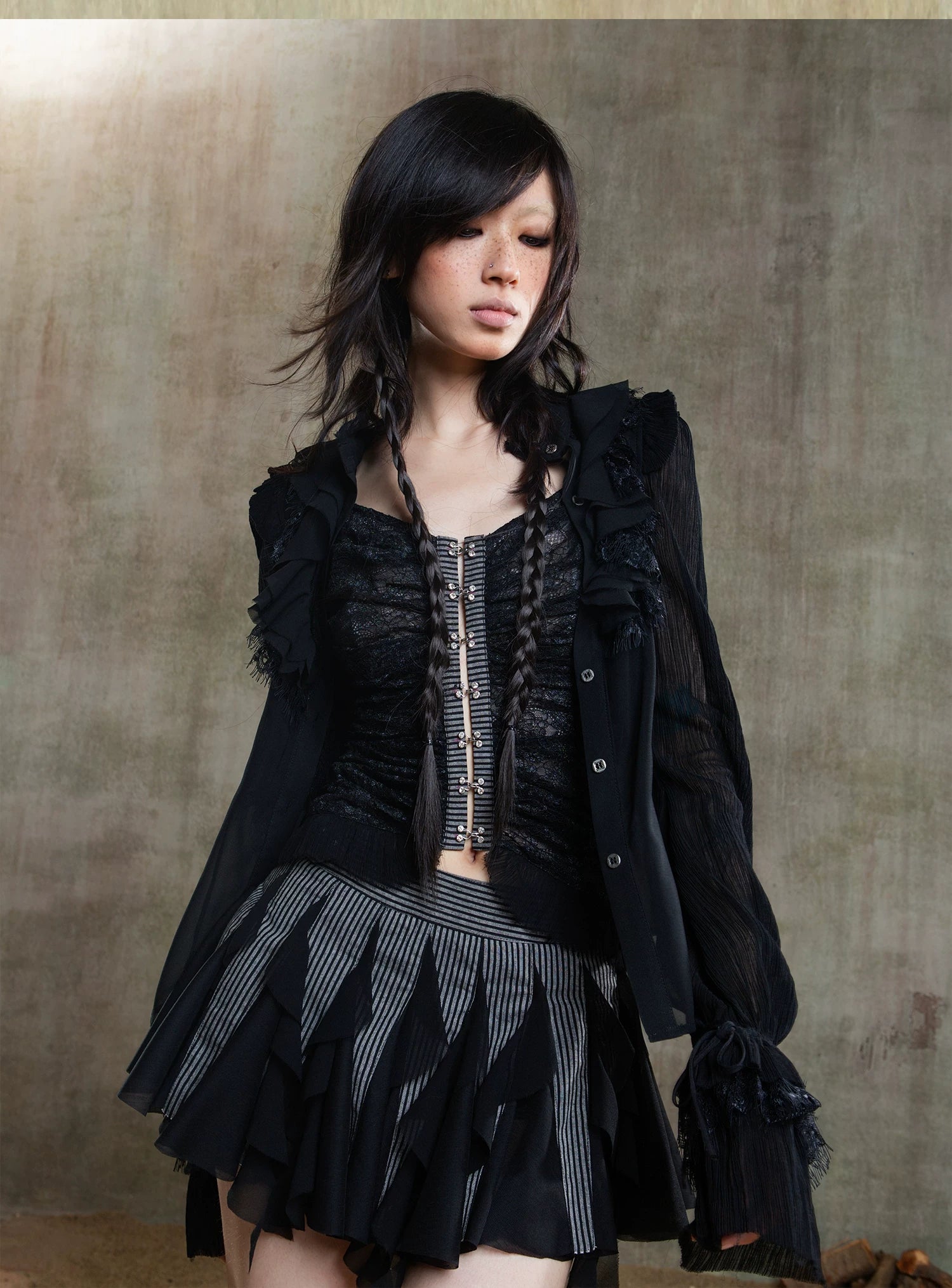 Sheer Chiffon Gothic Court Style Blouse