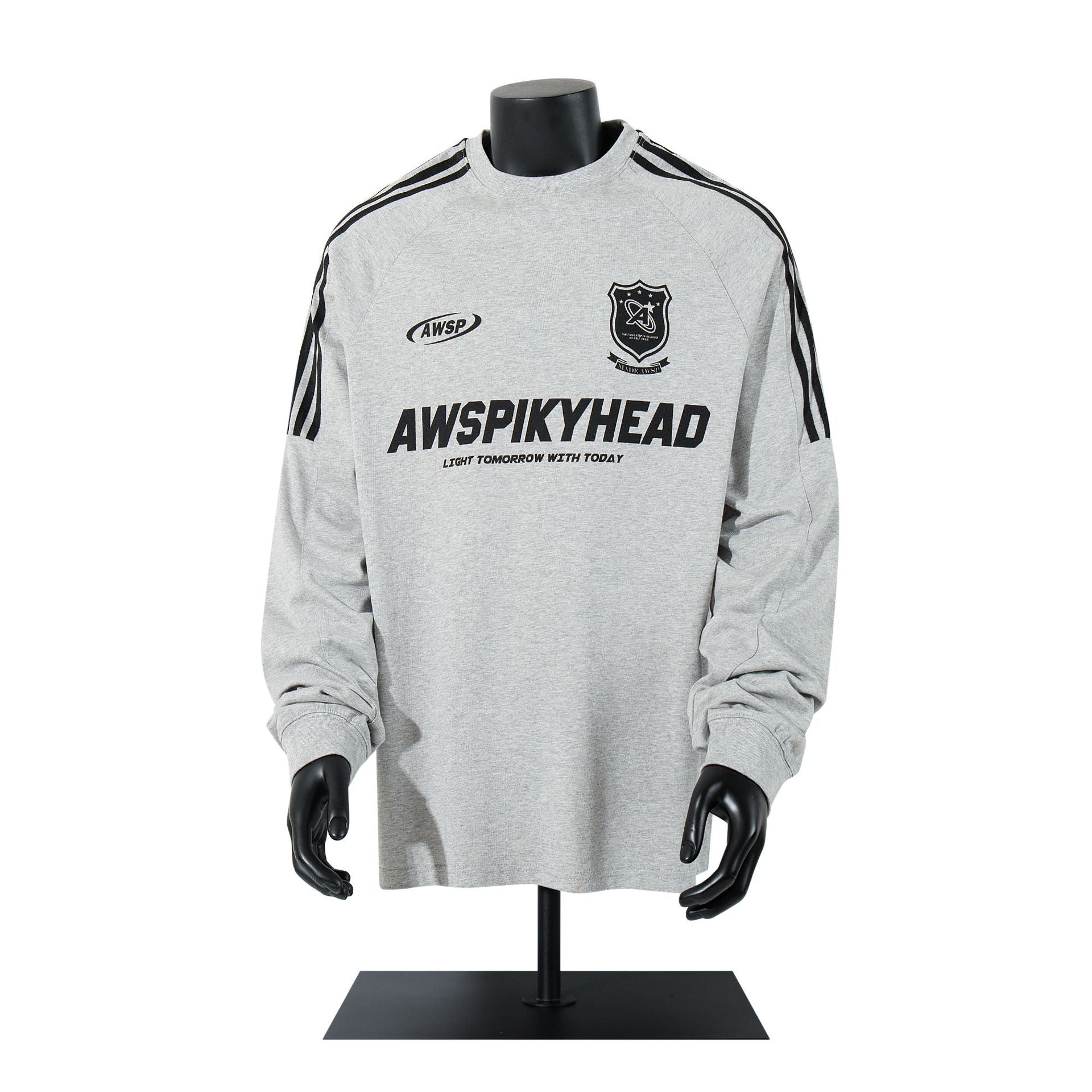 High-Neck Heavyweight Stripe Long Sleeve T-Shirt