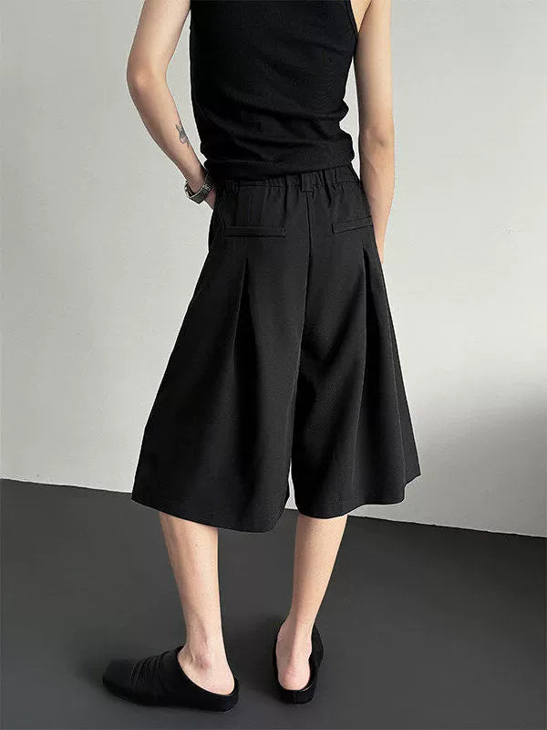 Button Detail Wide Leg Short