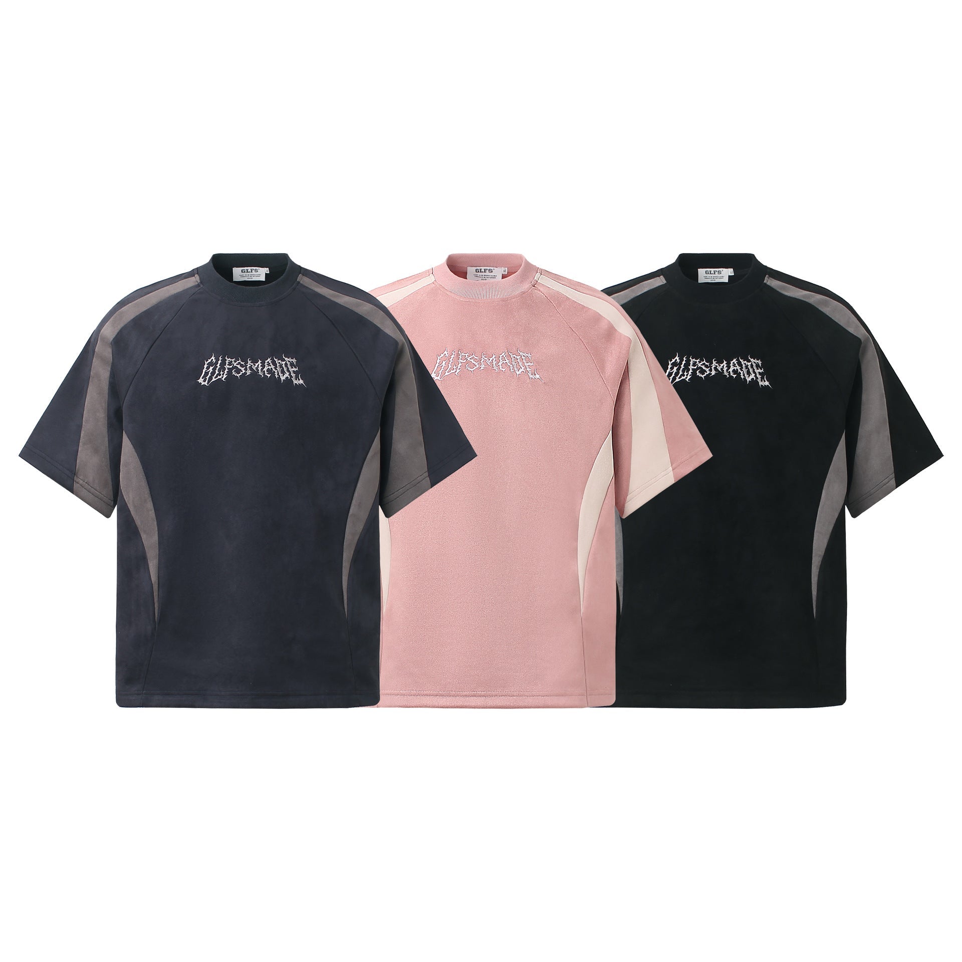 Color Block Suede Logo Short Sleeve T-Shirt