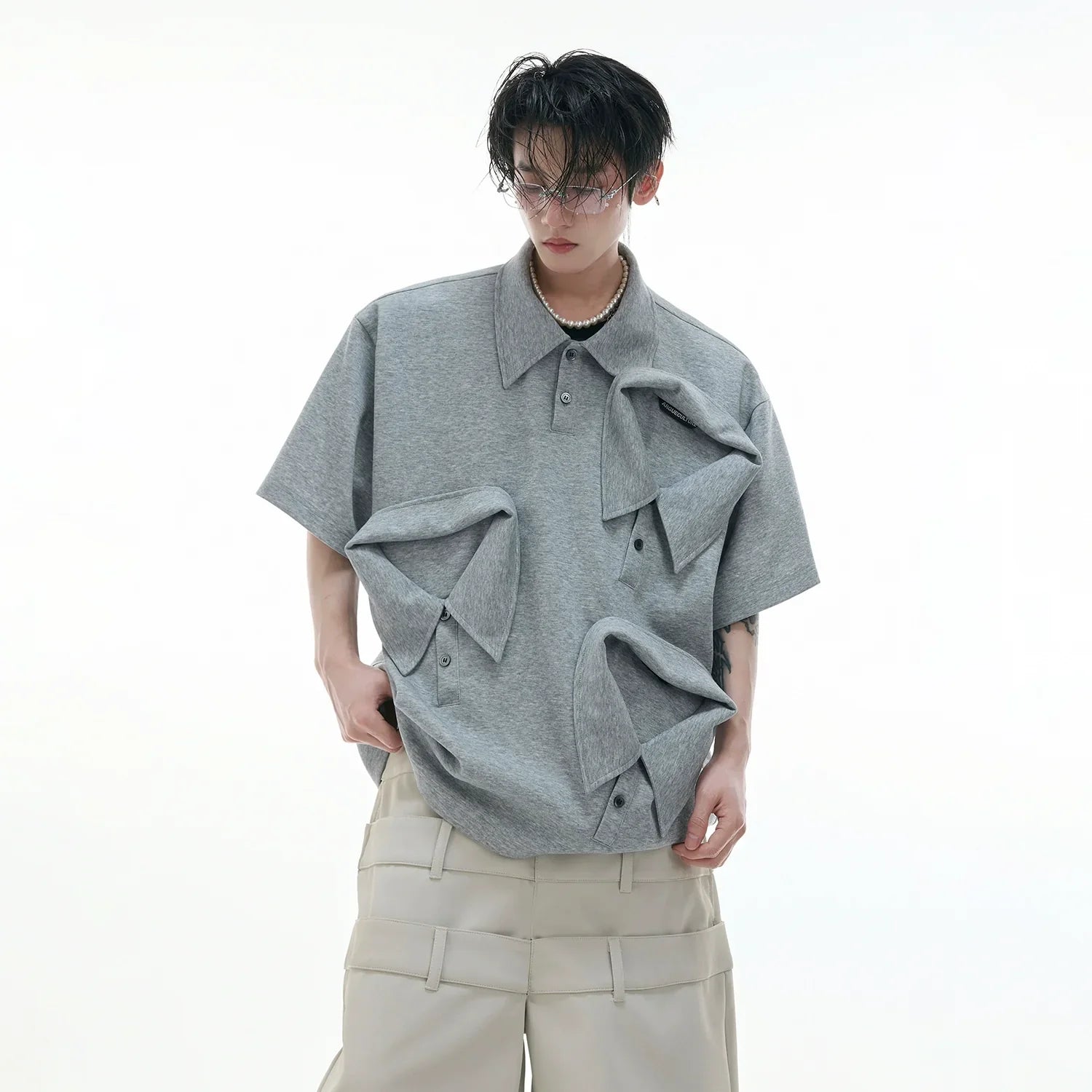 Multi-Collar Cotton Heavyweight Short Sleeve Polo Shirt