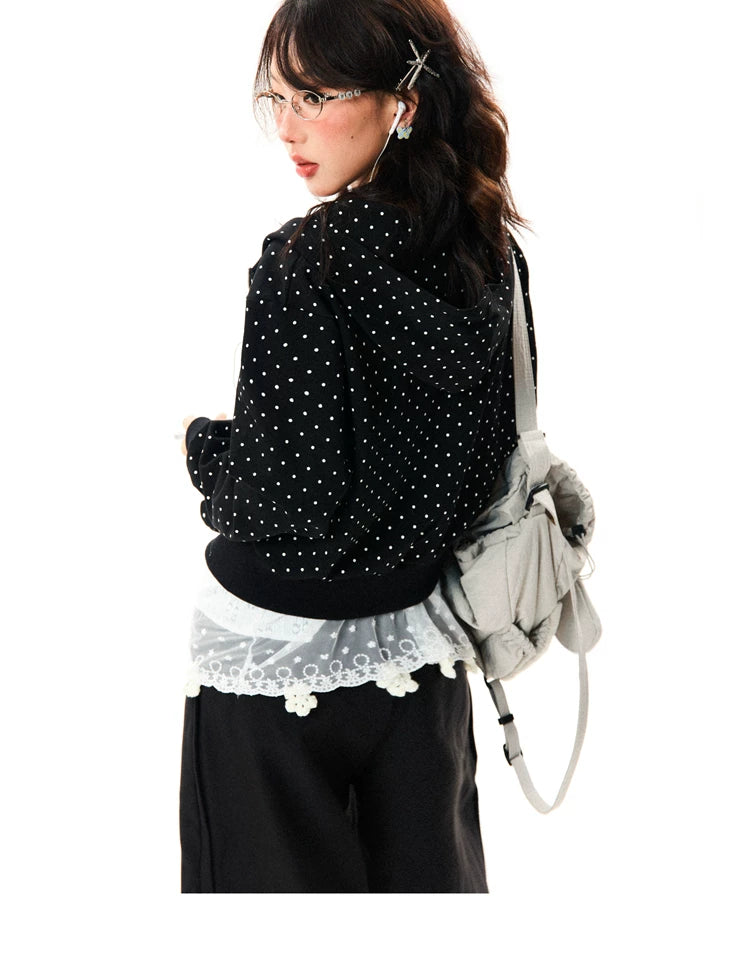 Polka Dot Zipper Hoodie