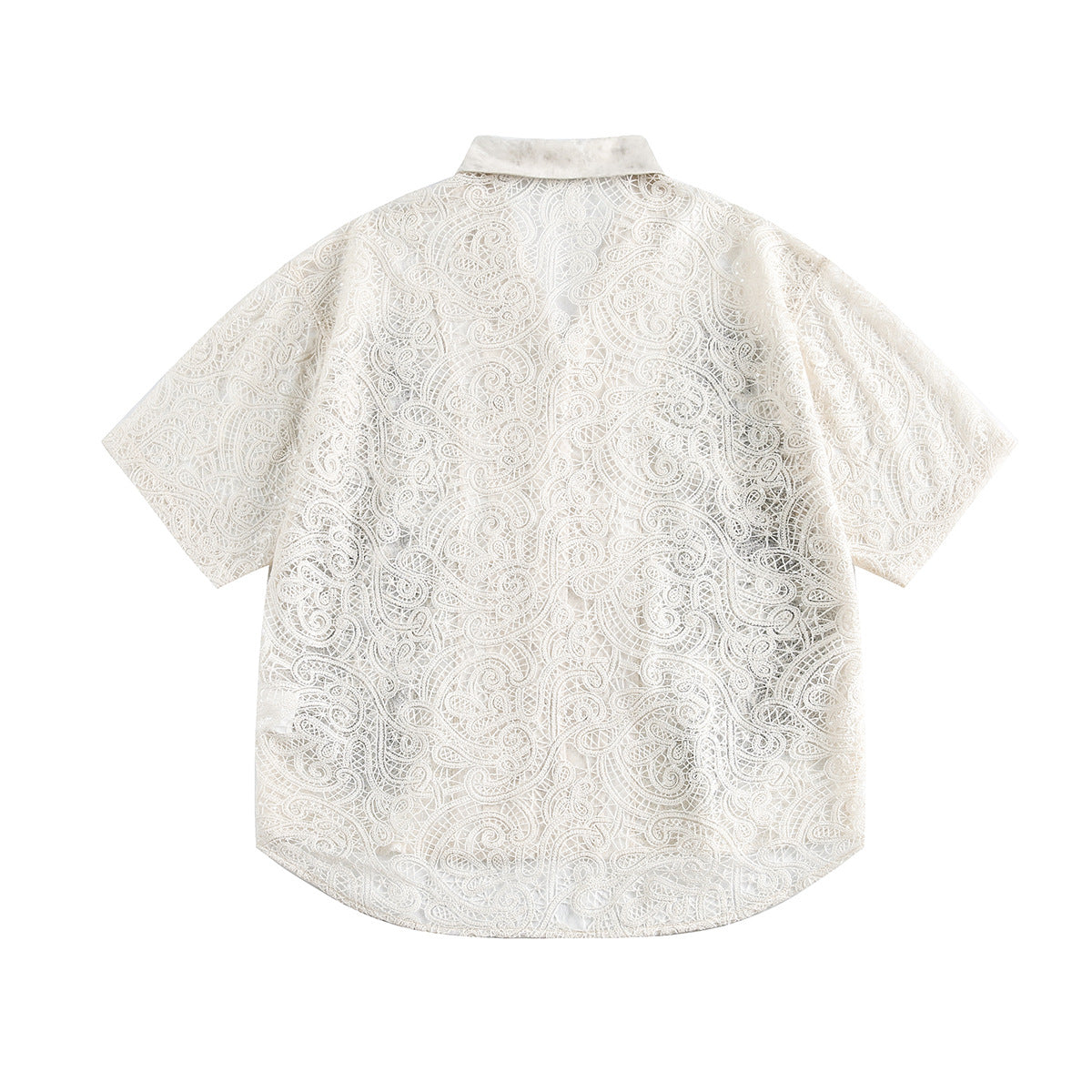 Graffiti Lace Cutout Short Sleeve Shirt