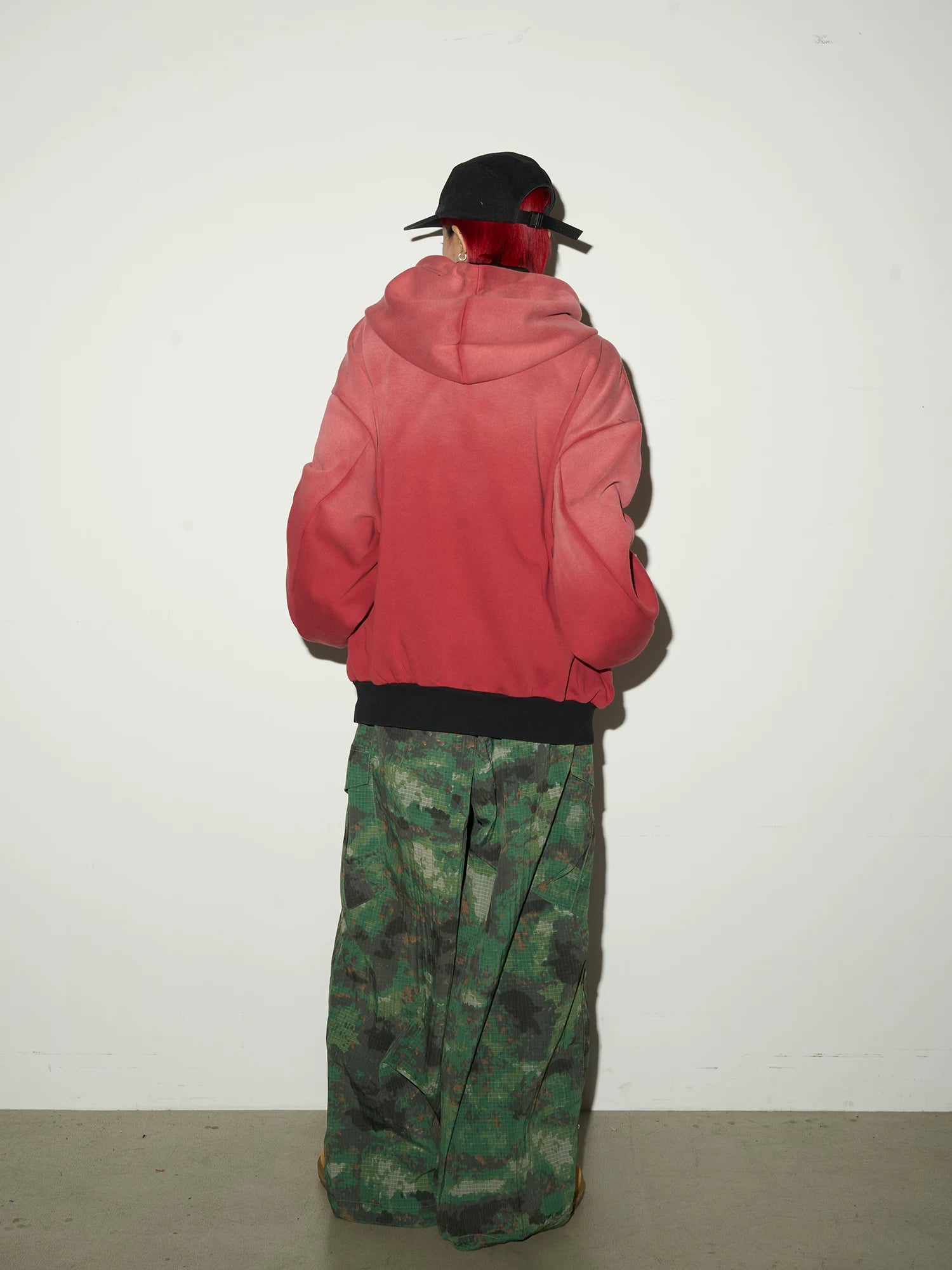 Gradient Embroidery Oversize Zipper Hoodie