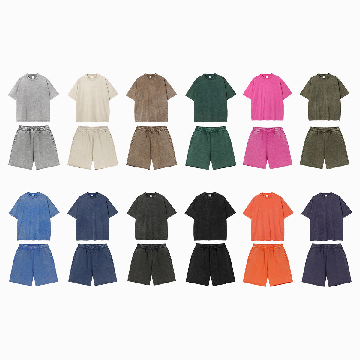 Vintage Dyed Oversize Short-sleeve T-shirt & Vintage Dyed Short Sweatpants Setup