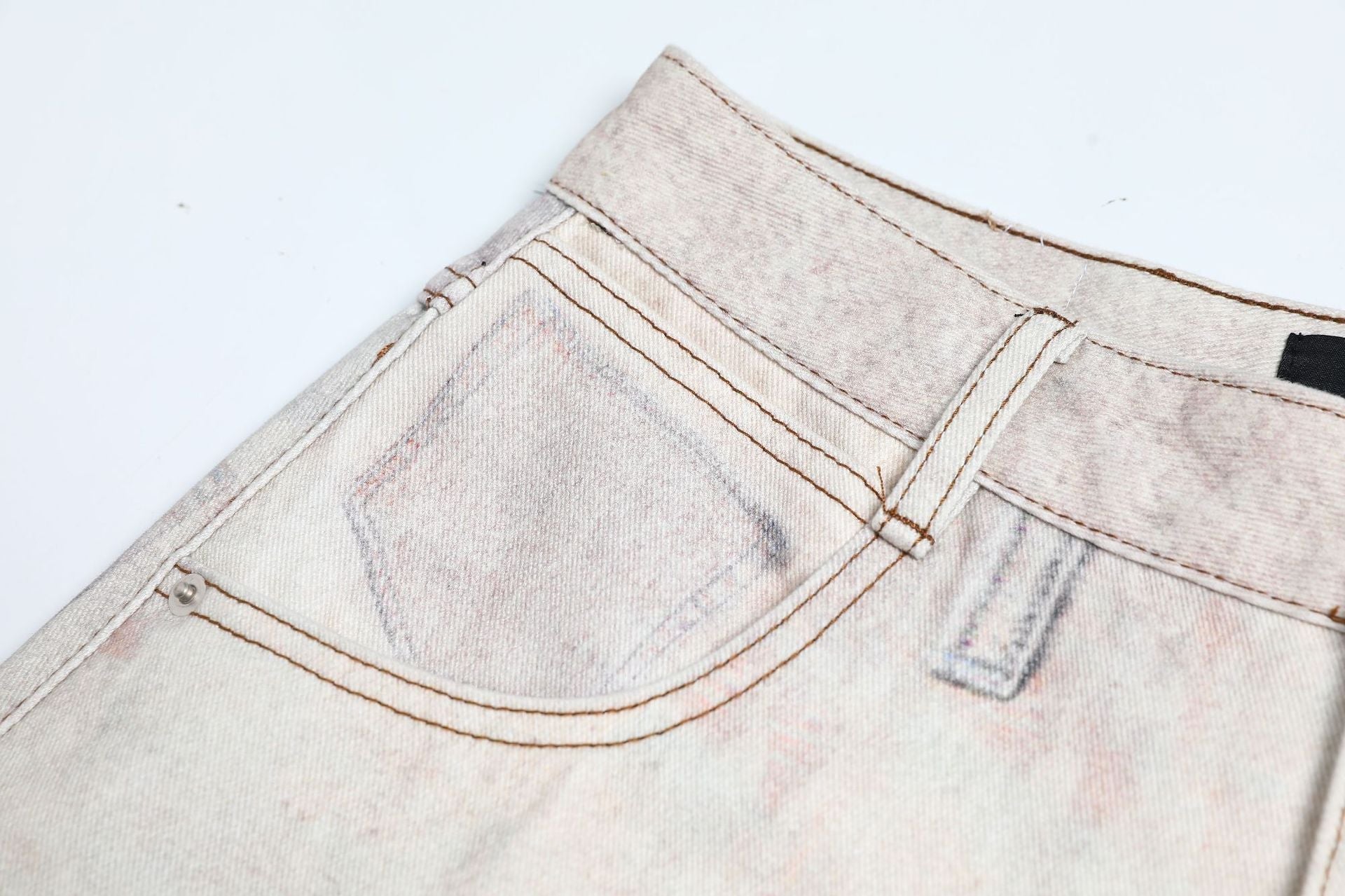 Collage Print Wide Leg Denim Jeans