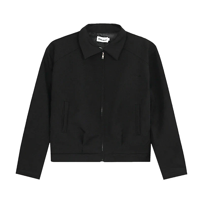 Cropped Shoulder Pad Zipper Jacket