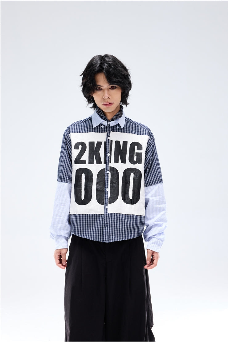 Multi-Layer Irregular Graffiti Design Long Sleeve Shirt