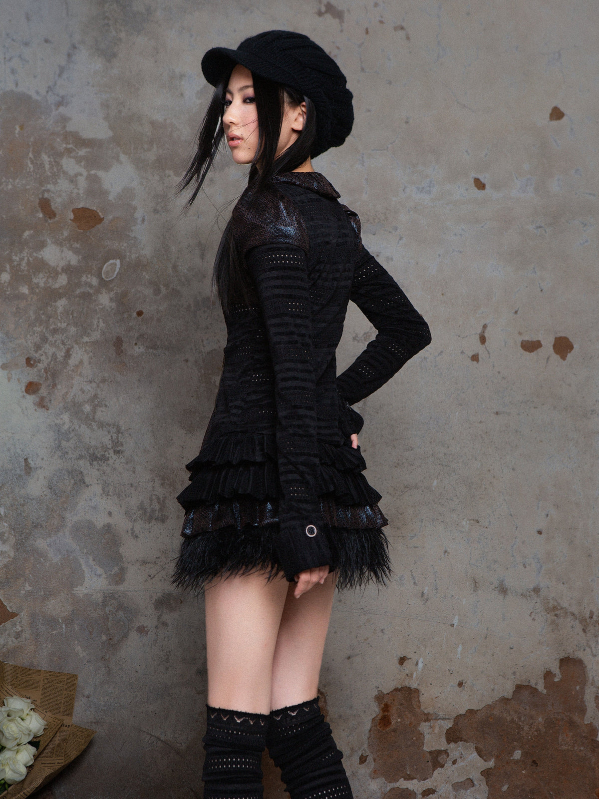 Puff Collar Fitted Long Sleeve Shirt