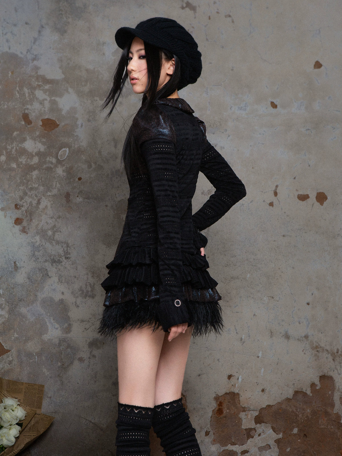Puff Collar Fitted Long Sleeve Shirt