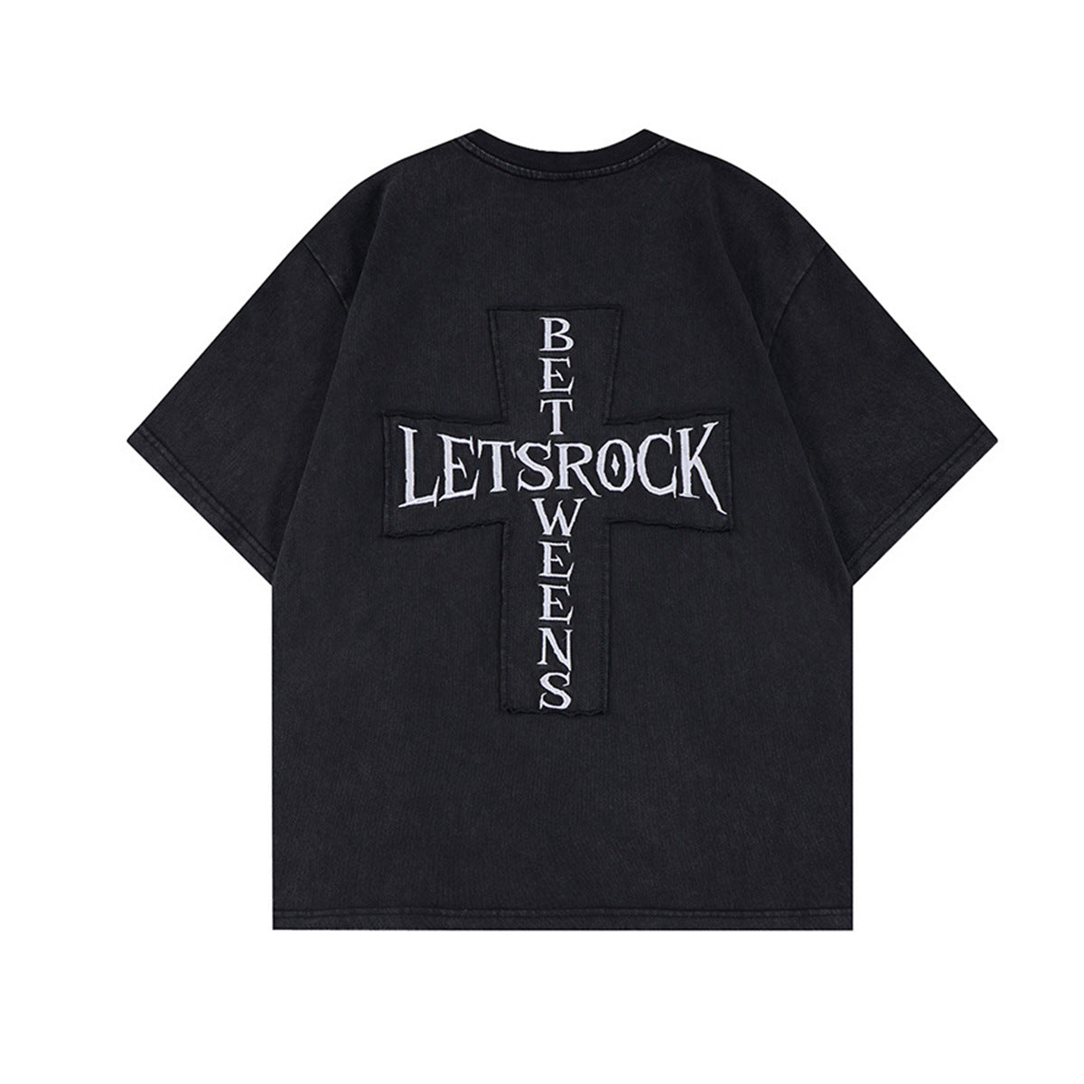 Washed Embroidery Raglan Short Sleeve T-Shirt