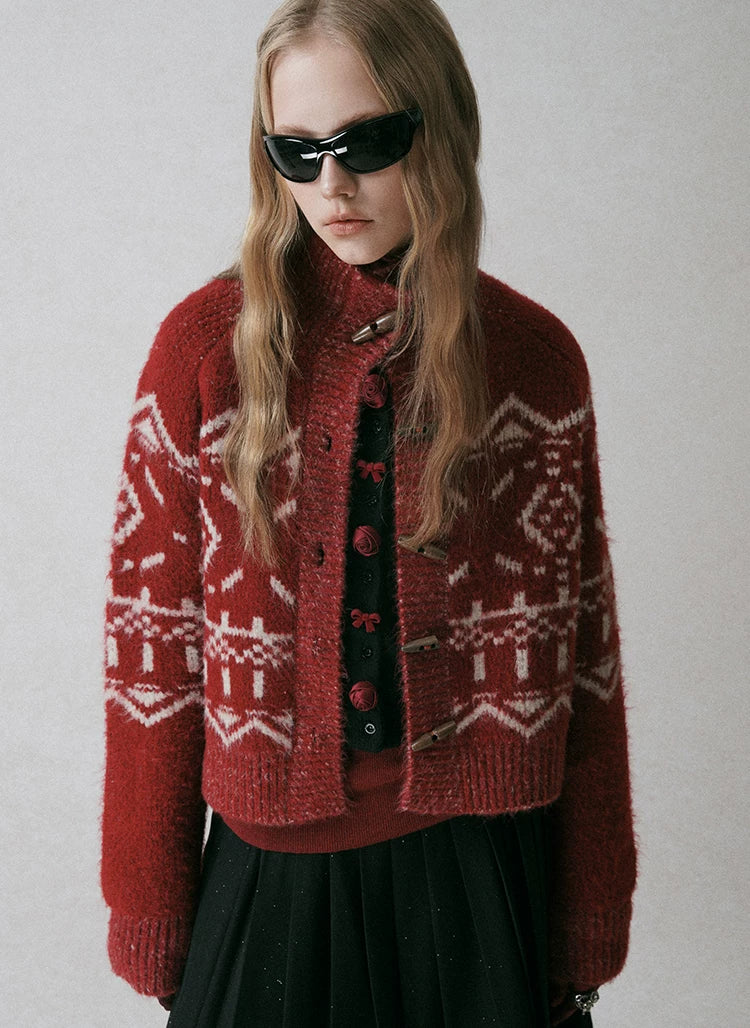 Fair Isle Jacquard Knit Cardigan