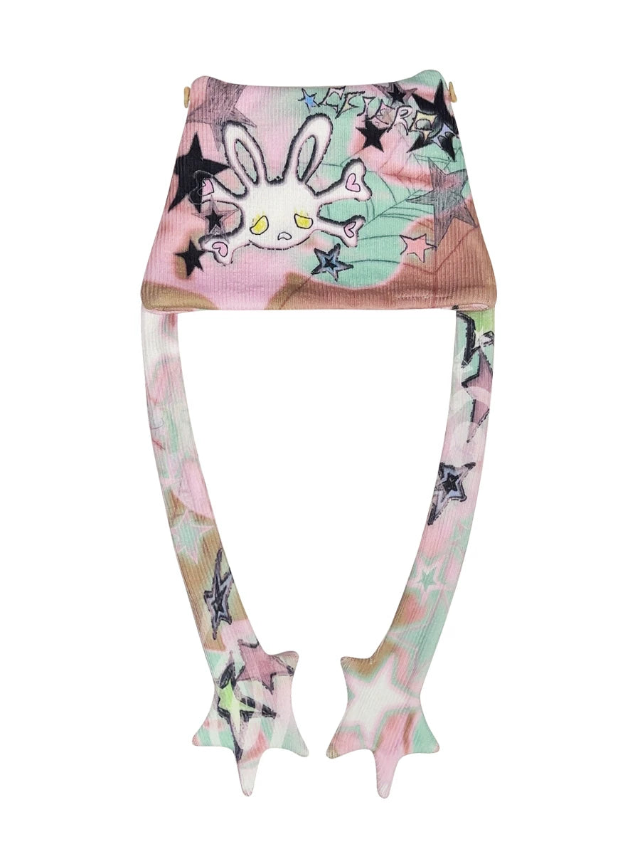 Bonnet en tricot à motif de crâne de lapin