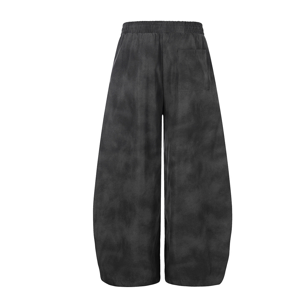 Washed Letter Print Drawstring Wide Leg Pants