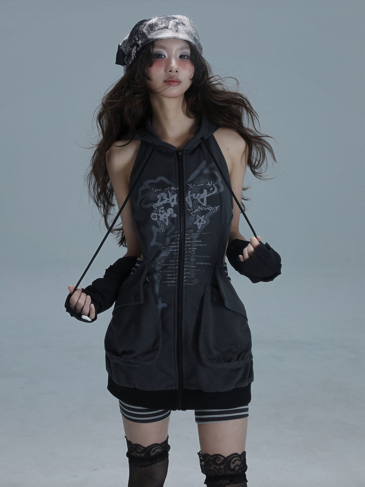 Cutout Long Pullover Hoodie