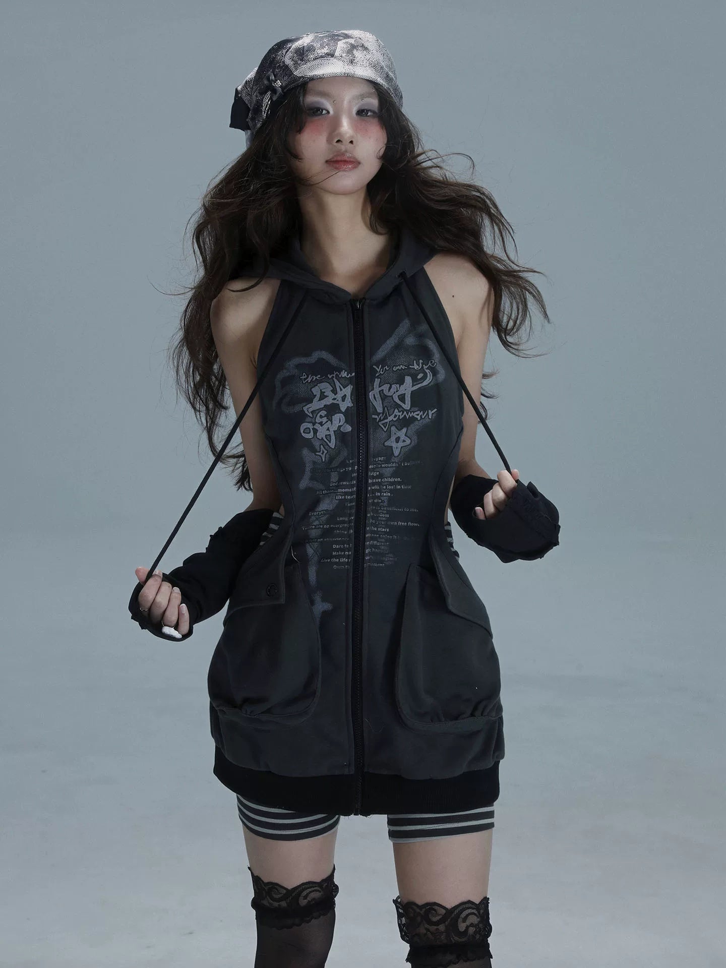 Cutout Long Pullover Hoodie