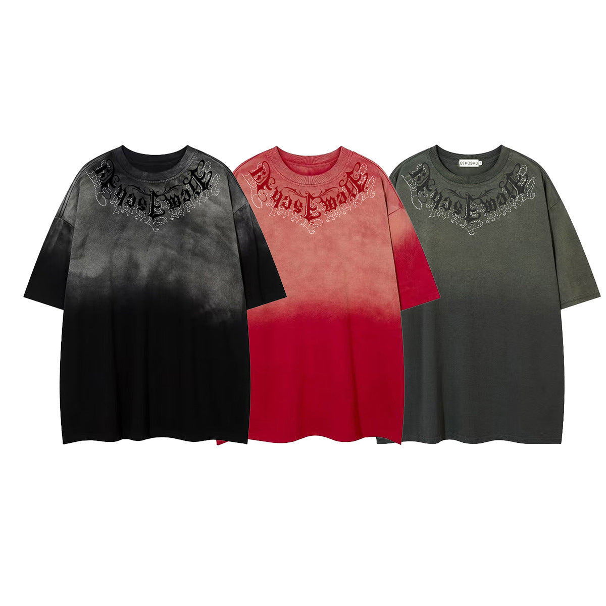 Gradient Rhinestone Logo Print Short Sleeve T-Shirt