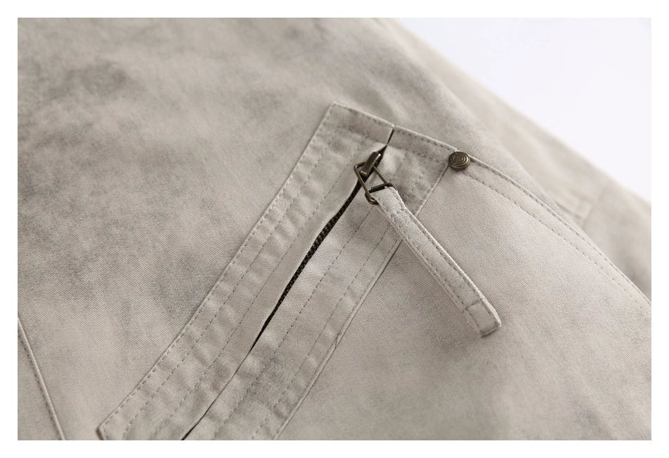 Distressed Stand Collar Jacket