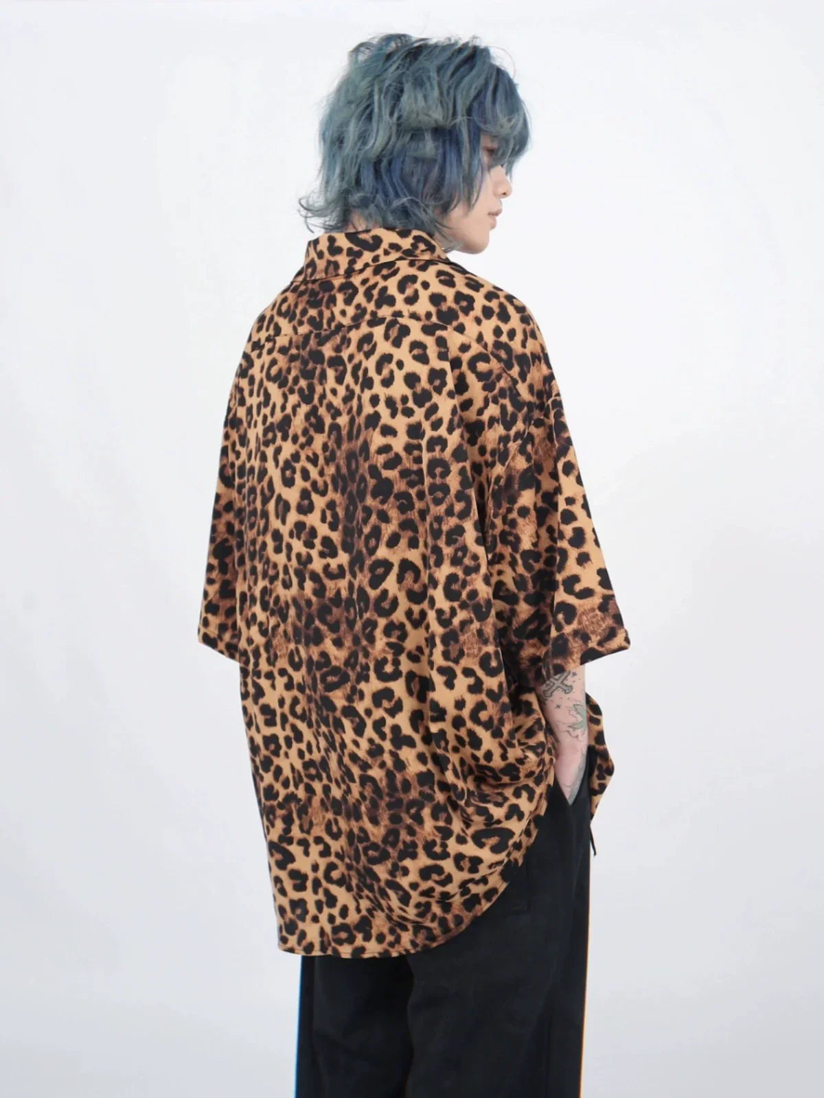 Leopard Print Oversize Short Sleeve Shirt