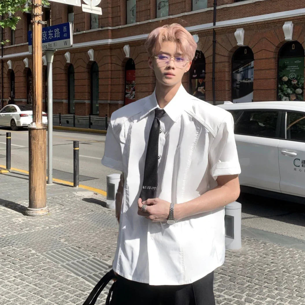 Structured Shoulder Short Sleeve Shirt