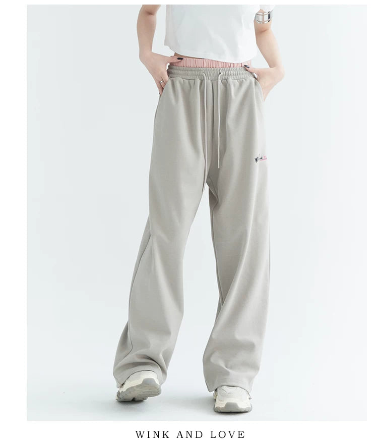 Double Waist Casual Straight Sweatpants