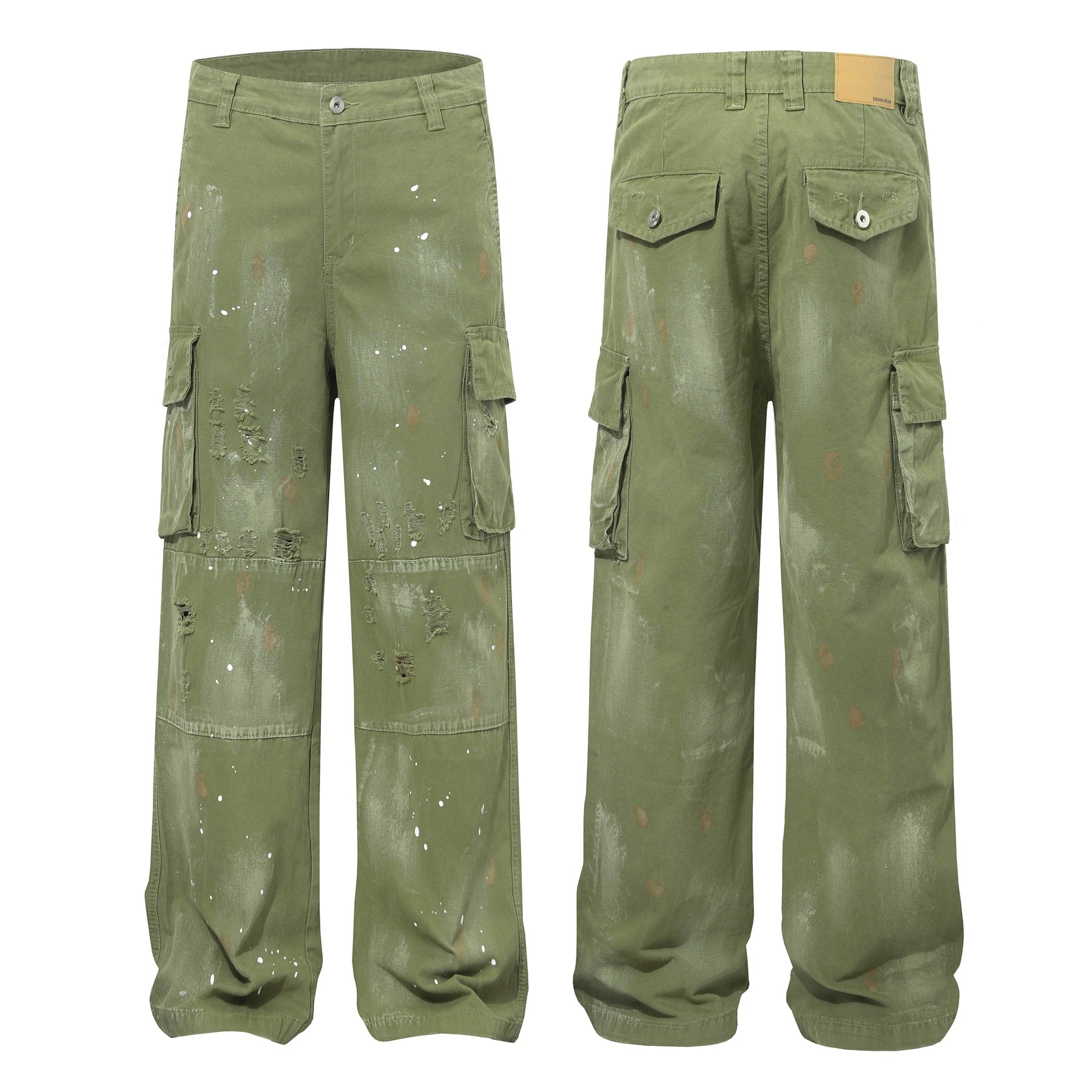 Damage Paint Splatter Multi Pocket Cargo Pants