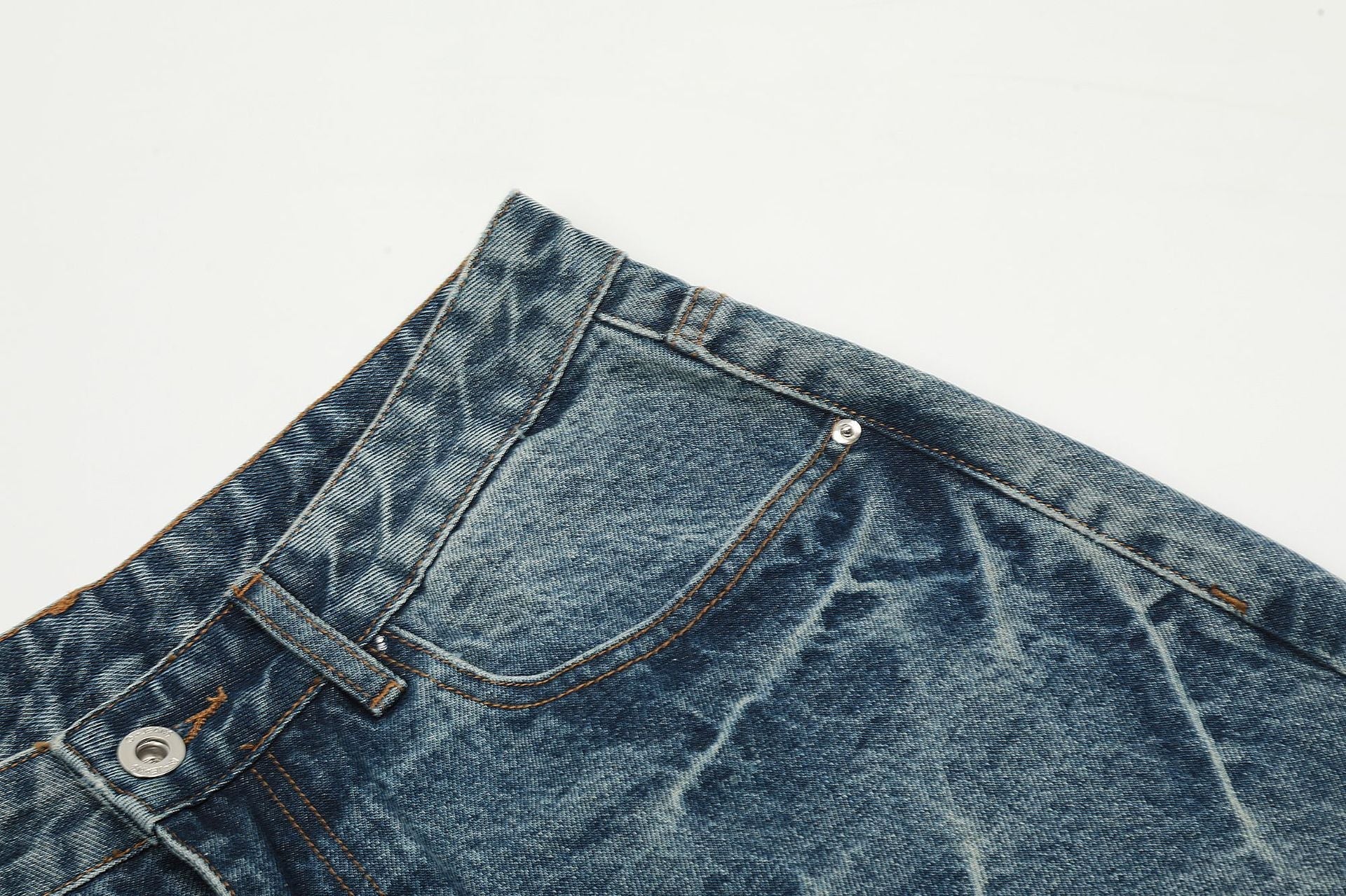 Washed Wide Leg Denim Jort