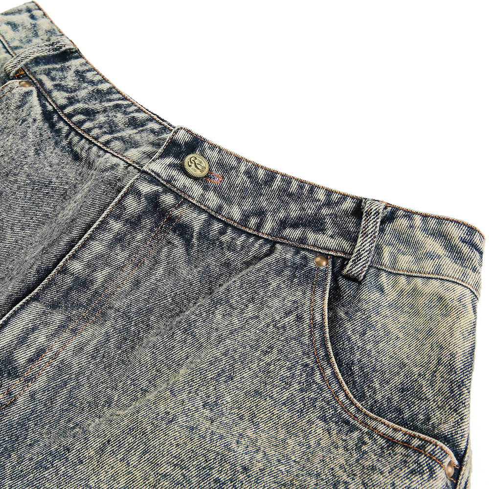 Patchwork Tarnmuster Used Denim Shorts