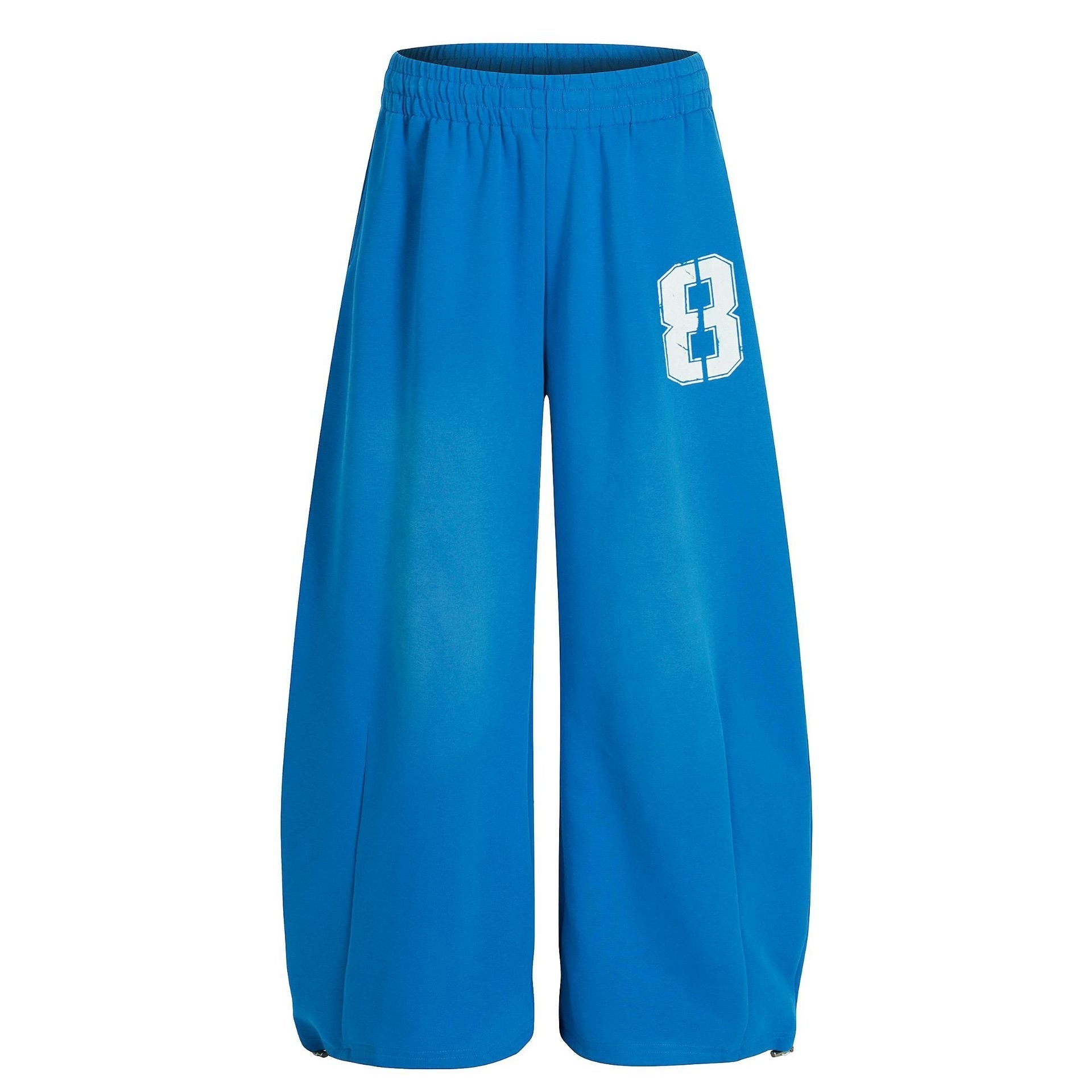 Letter Print Deconstruction Wide Leg Barrel Sweatpants