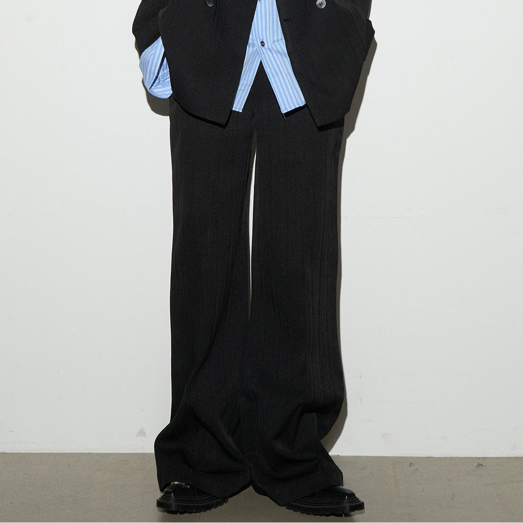Shoulder-Pad Draped Tailored Jacket & Trousers Setup