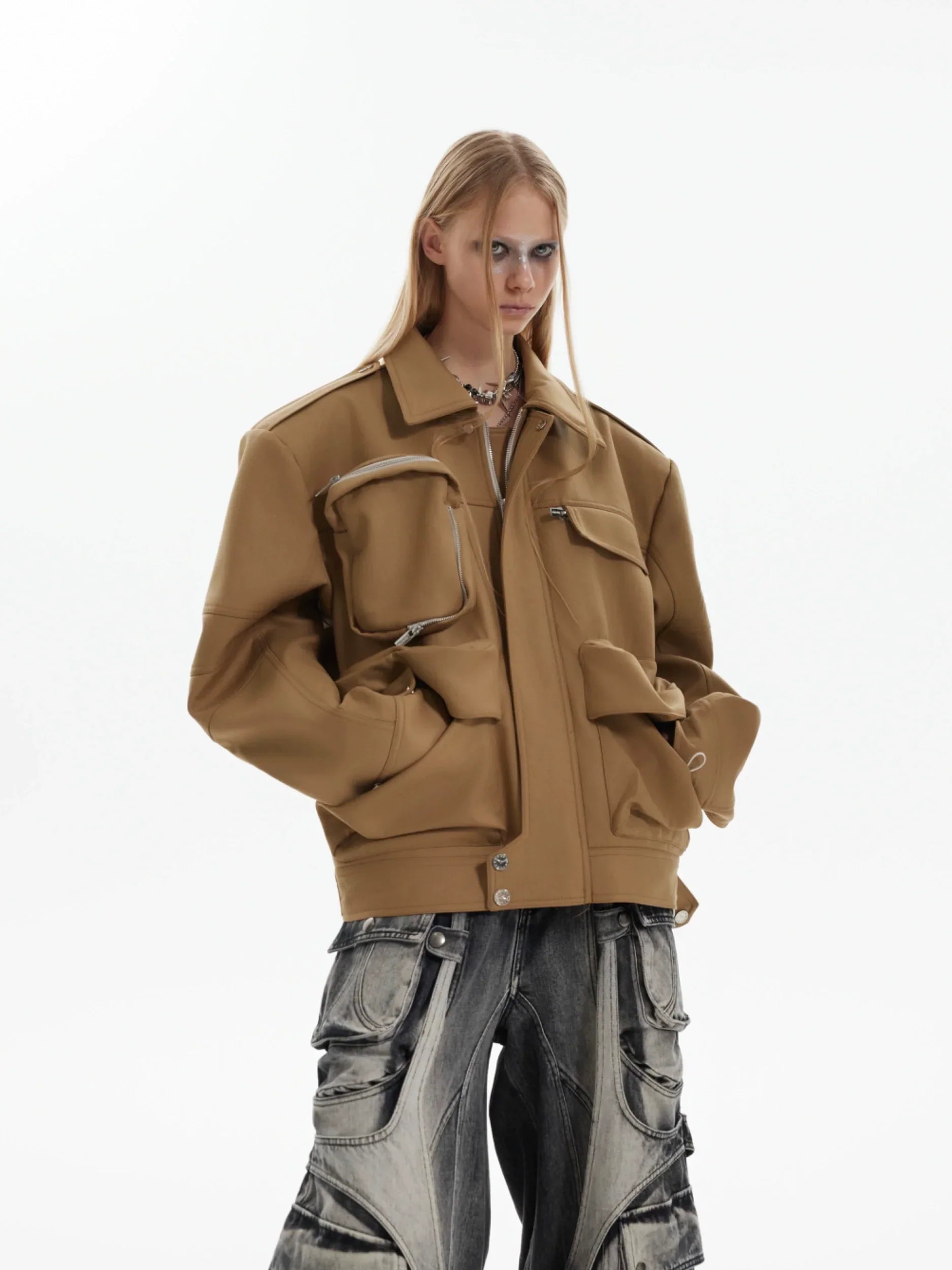 Multi Pocket Workwear Short Jacket