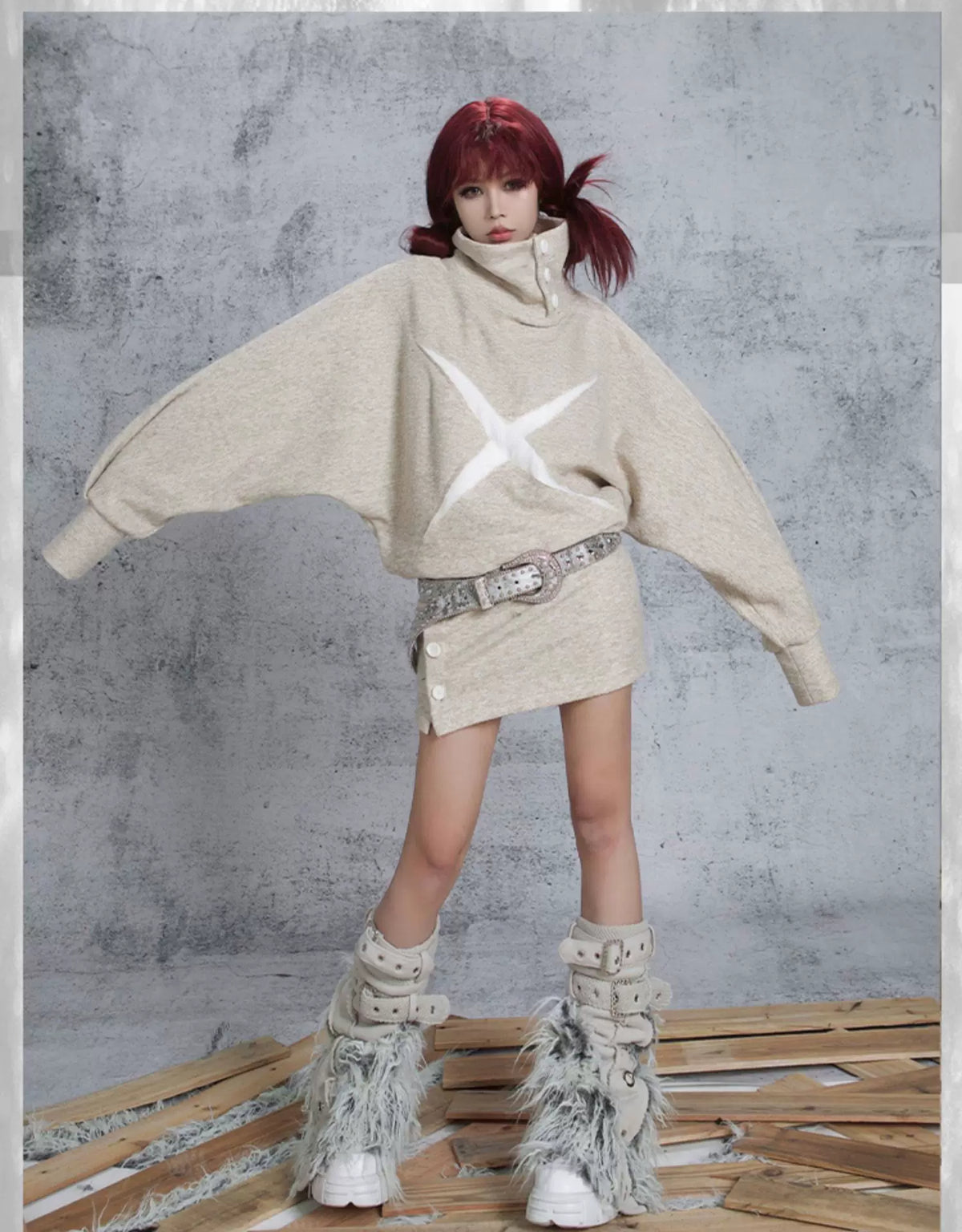 Patchwork Heavy-Duty Punk Short Pants & Leg Cover