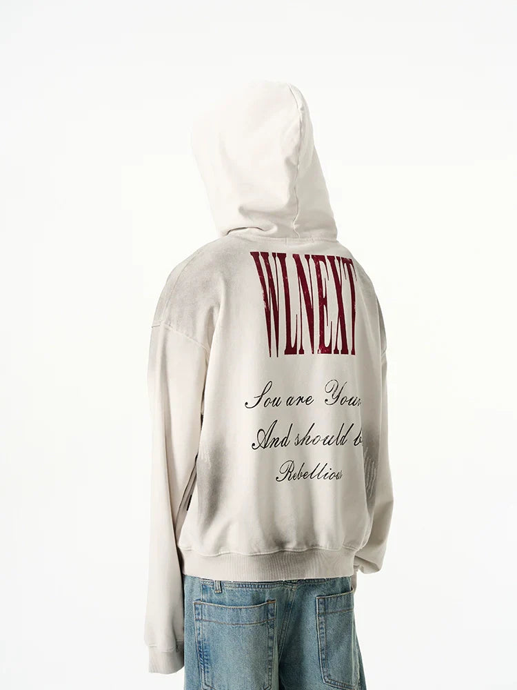 Felpa con cappuccio oversize stampata corta