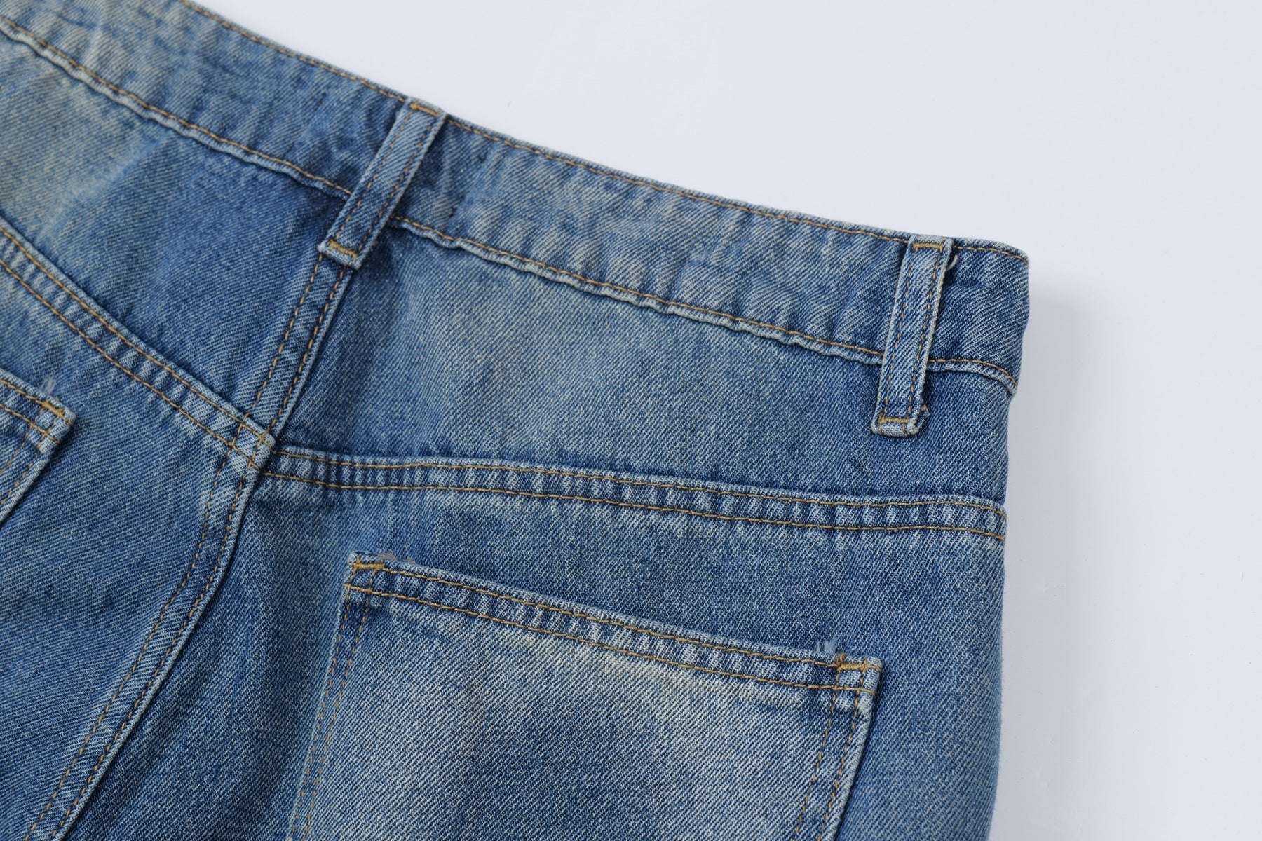 Washed Multi Pocket Cargo Denim Jort