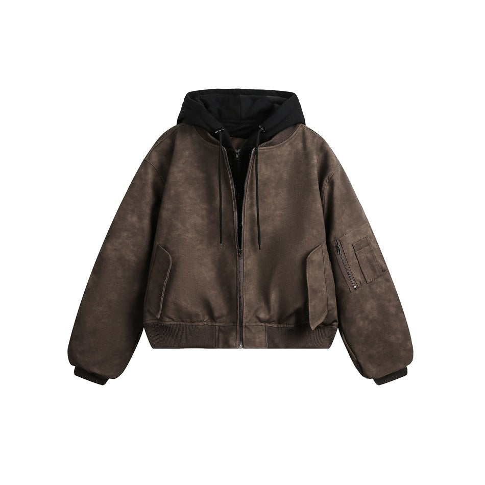 Chaqueta de vuelo unisex vintage de dos piezas con capucha