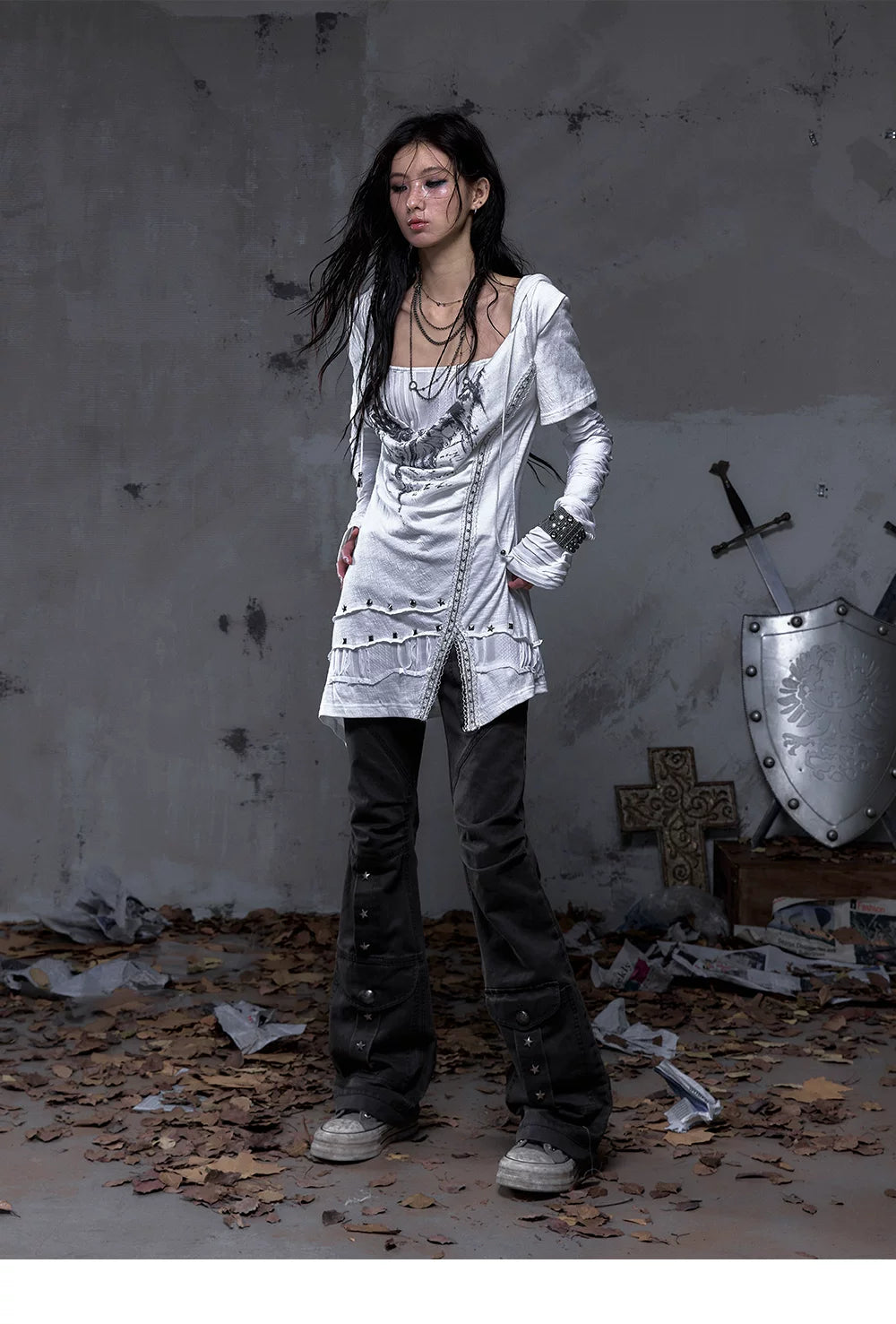 Wrinkle Washed Flare Suede Pants