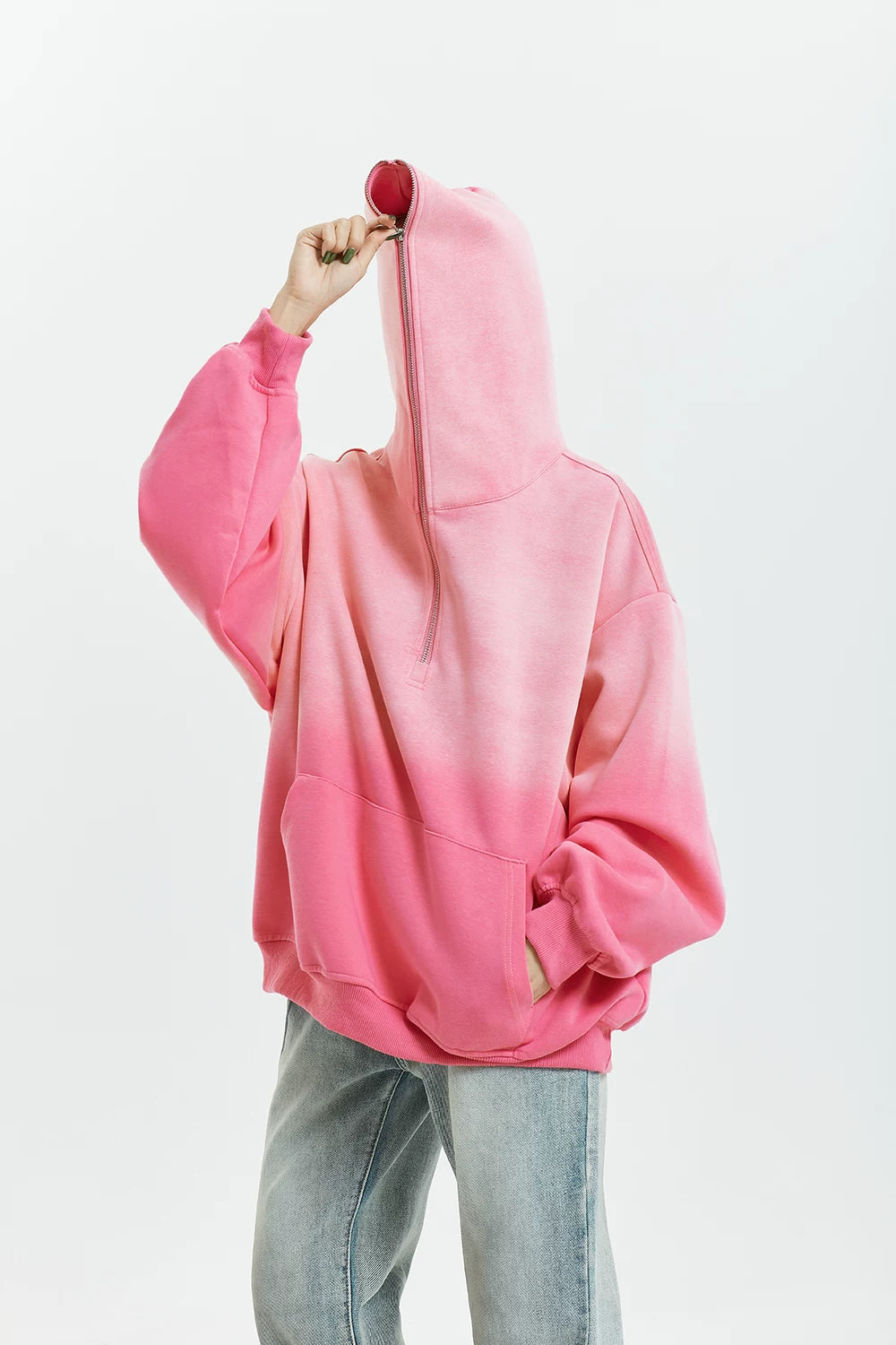Gradient Half Zip Oversize Hoodie