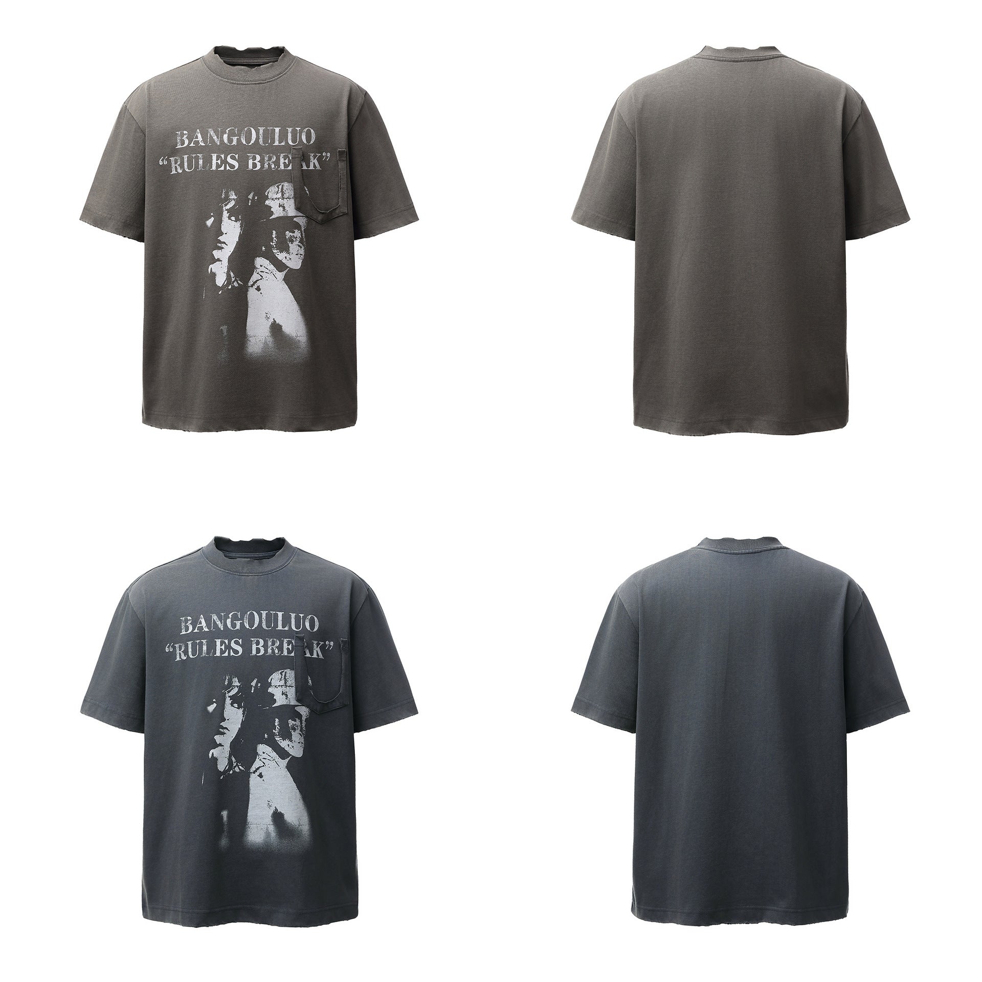 Portrait Letter Print Short Sleeve T-Shirt