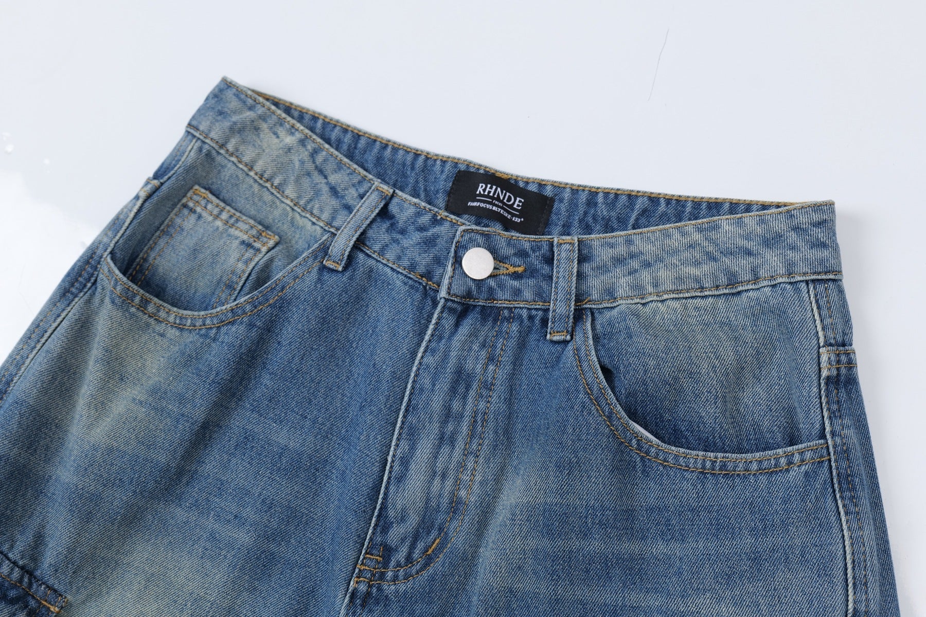 Washed Multi Pocket Cargo Denim Jort