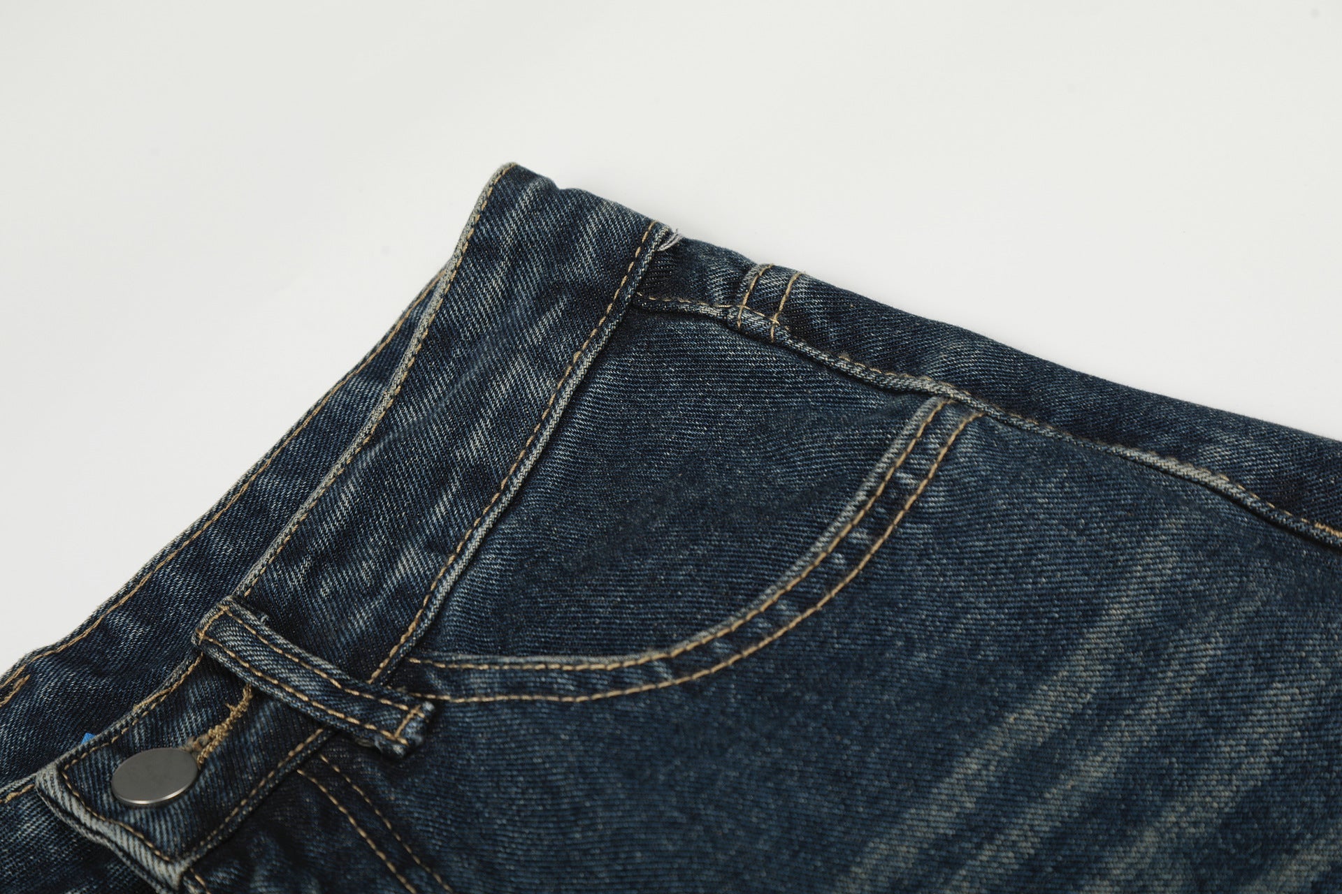 Washed Tribal Print Wide Leg Denim Jeans
