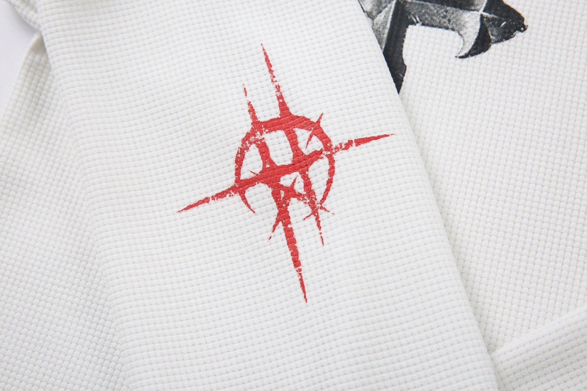 Cross Graphic Print Waffle Long Sleeve T-Shirt