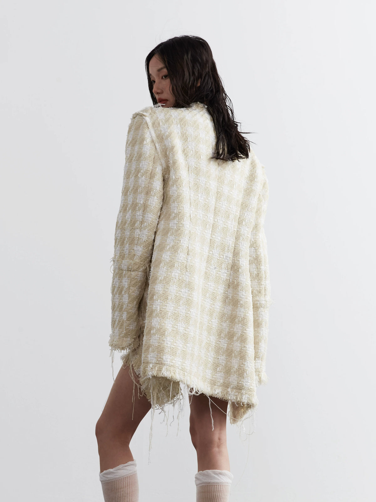Hairy Edge Plaid Pattern Short Skirt