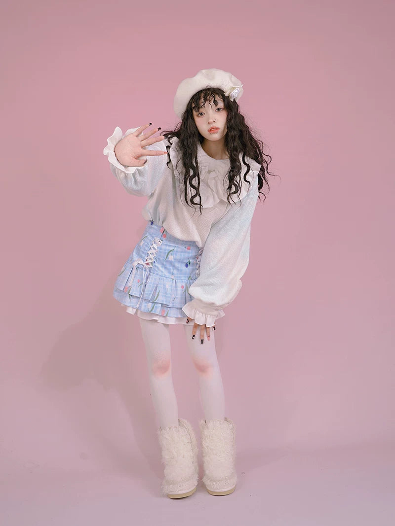 Flower Print Bow Skirt Na8271-K