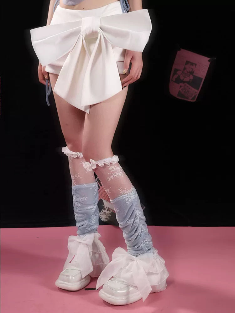 Lace Patchwork Bow Knee-High Leg Cover