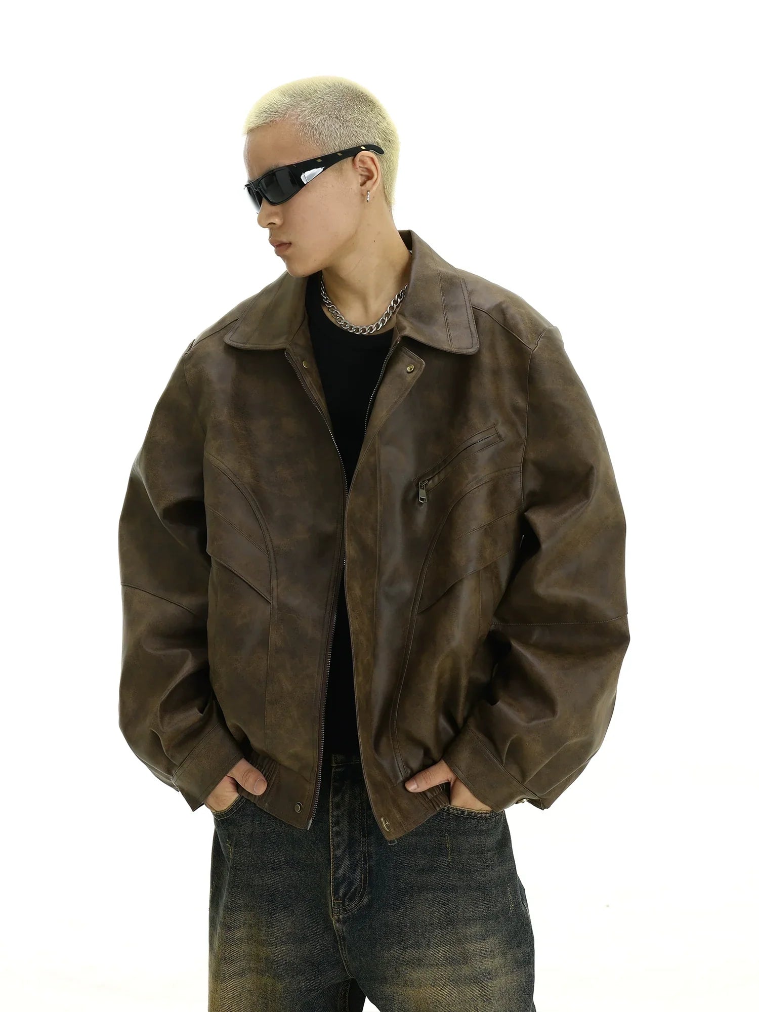 PU Leather Zipper Jacket
