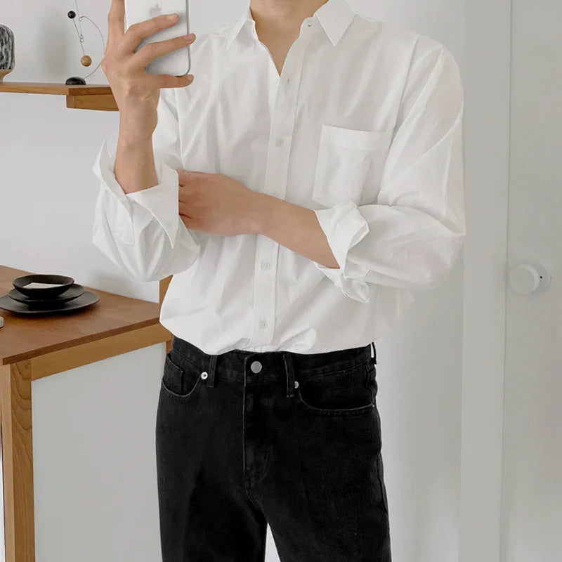 Wrinkle-Free Plain Long Sleeve Shirt
